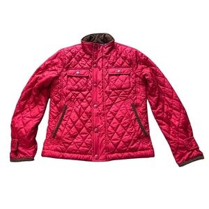 Plory Quilted Jacket – Red w/ Plaid Lining – Snap & Zip Front